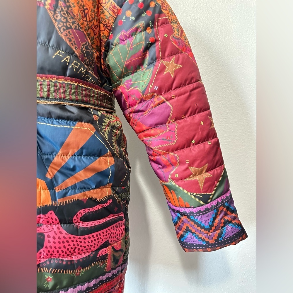 Farm Rio Printed Reversible Crazy Mix Puffer Jacket Fun Print Boho Hippie M SOLD - Picture 8 of 13